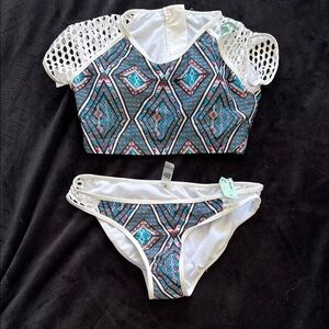 TiniBikini Teal, Navy & Pink Geometric Bikini Set